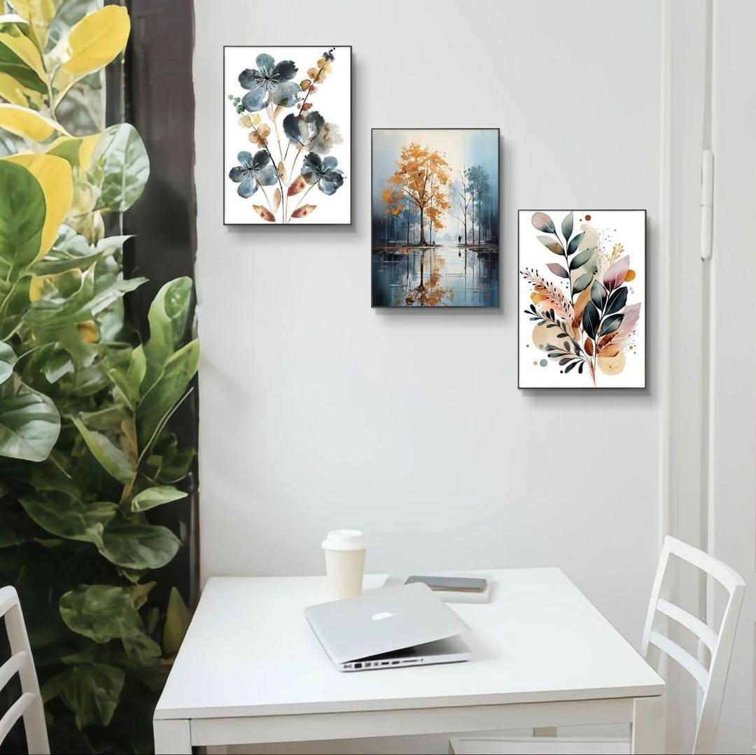 Multicolor abstract art wall frames-set of 3