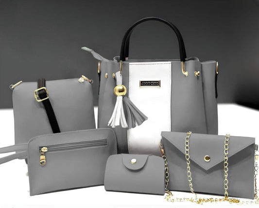 Girl's plain leather handbag set