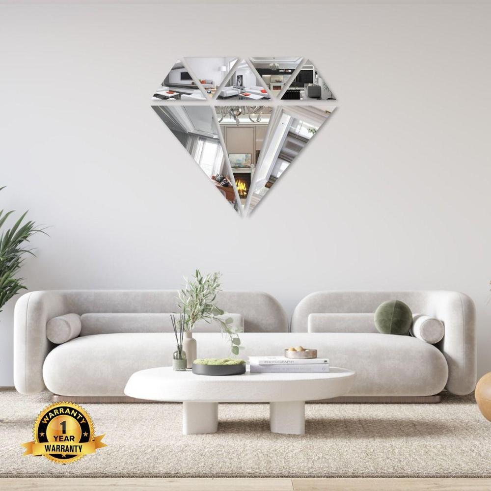 Diamond shape wall mirror, silver