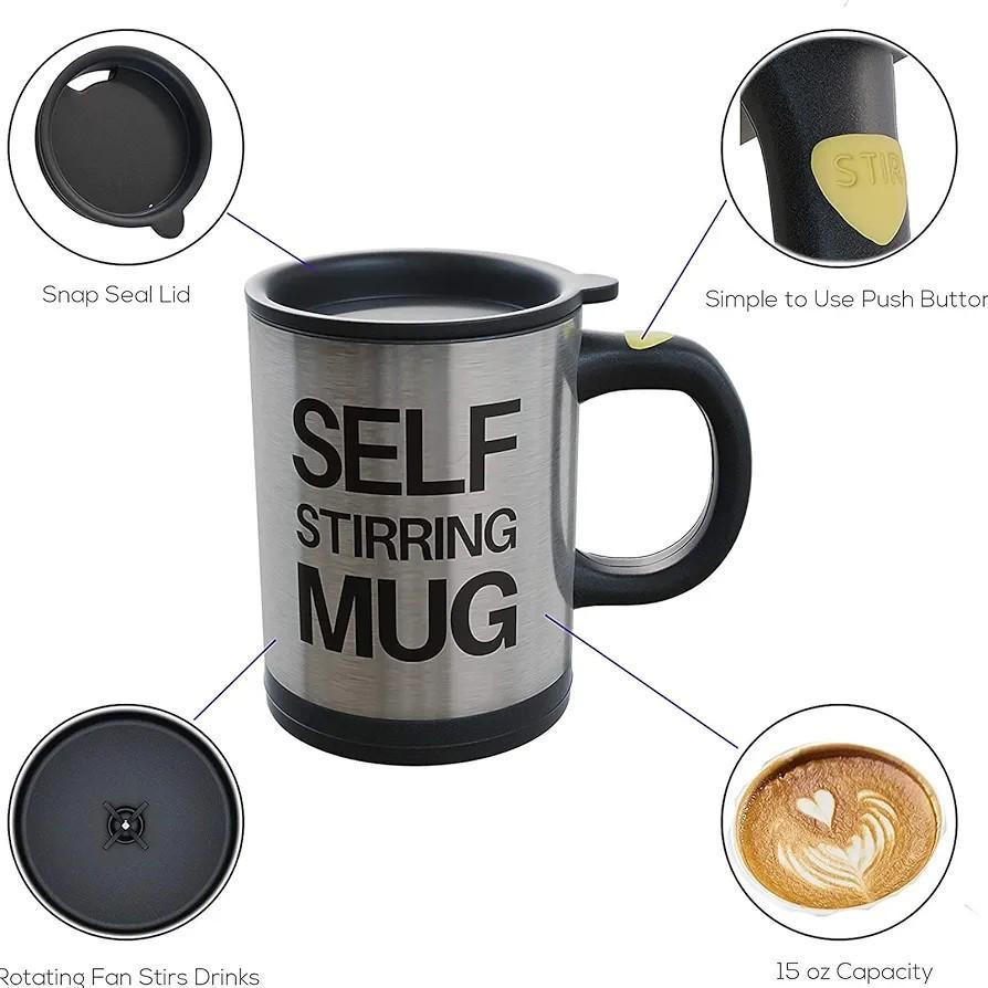 Easy to use self stirring mug