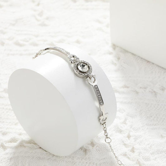 1 PCs silver plated rhinestone chain bracelet