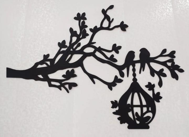 3D tree with bird on nest wooden wall art