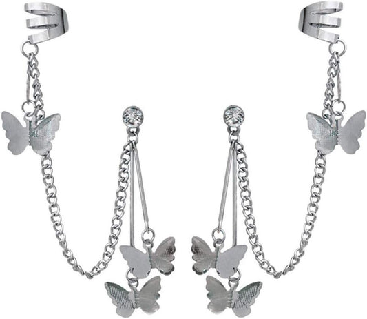 Trendy silver butterflies air cuffs