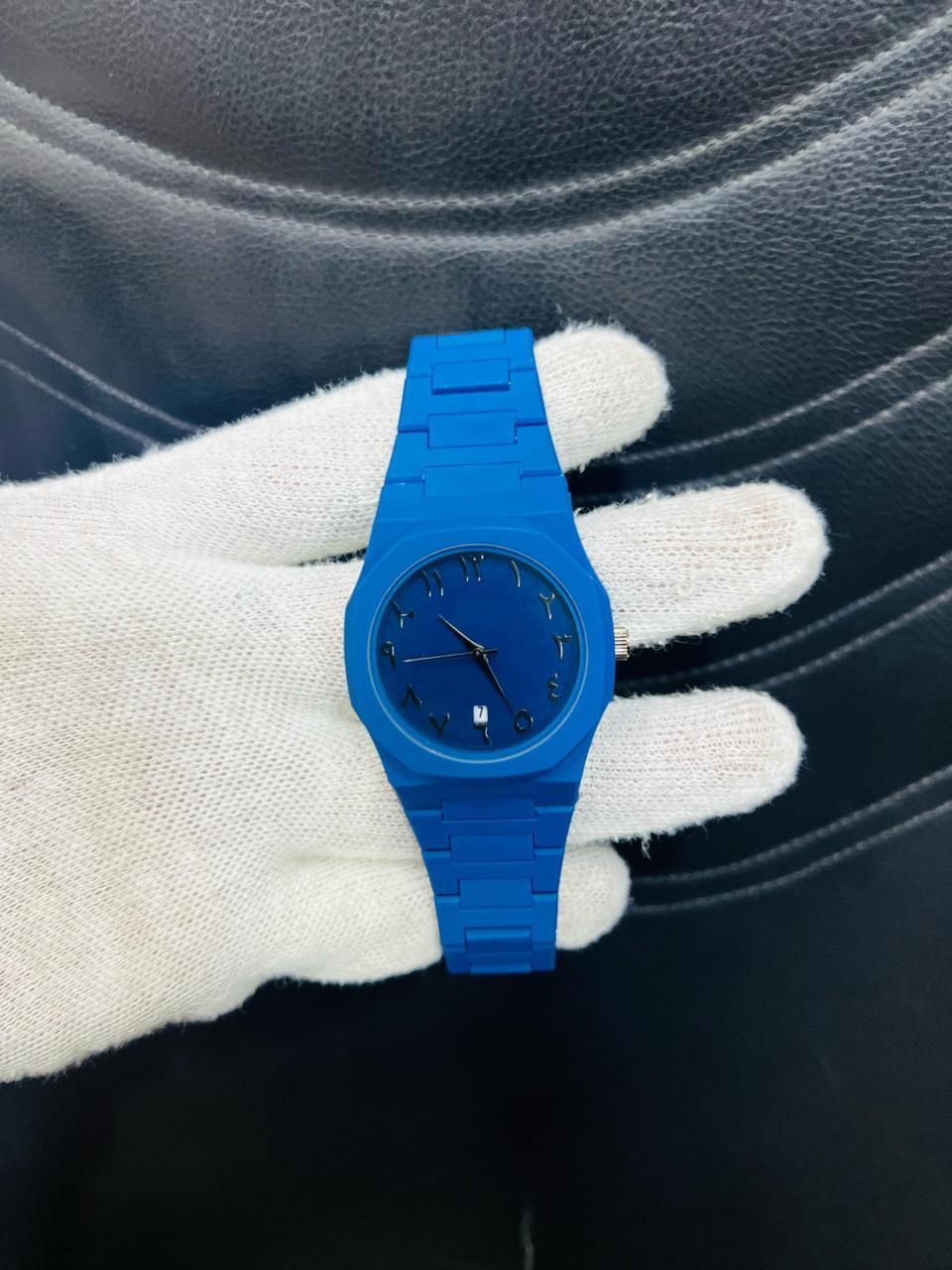 Stylist multicolor men's Arabic Aura watch in multicolor