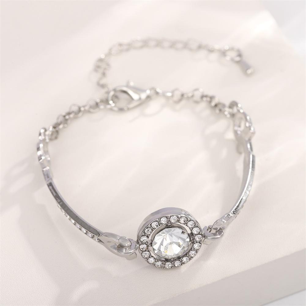 1 PCs silver plated rhinestone chain bracelet