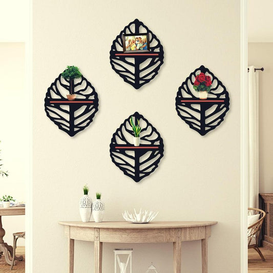 Leaves wall hanging double shelves,pack of 4