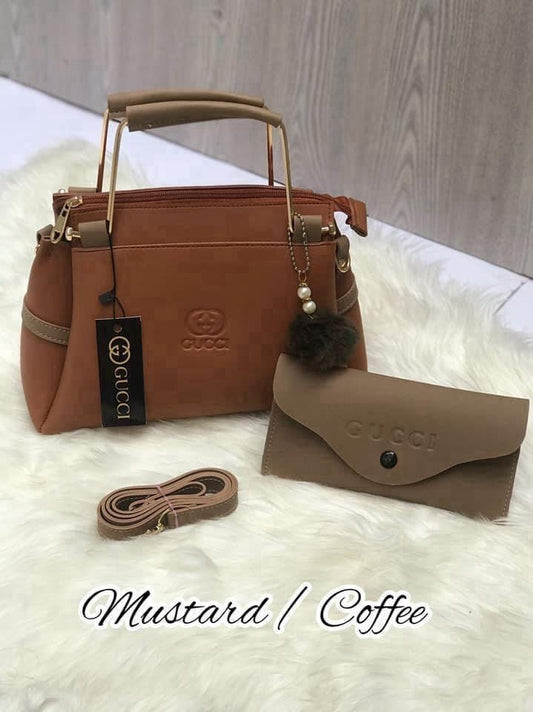 Girl's Rexine plain handbag set