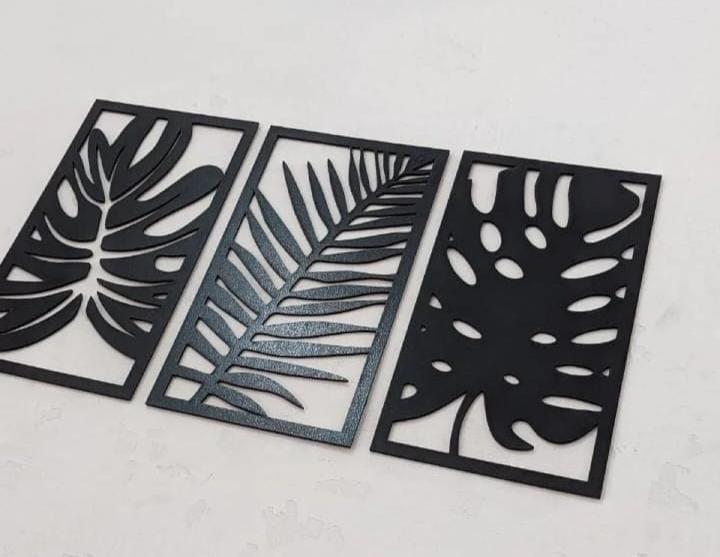 3 pcs leaves wooden wall art