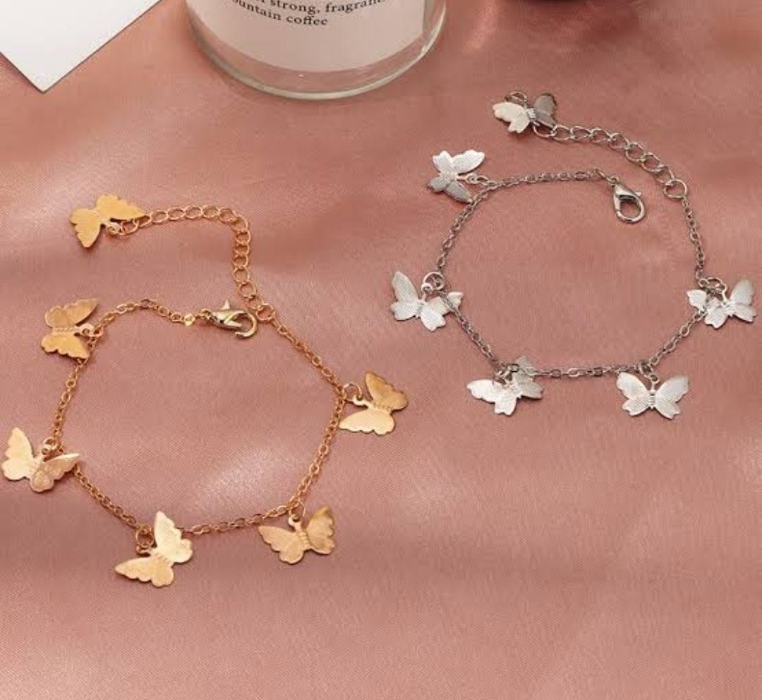 Silver plated artificial stones anklet