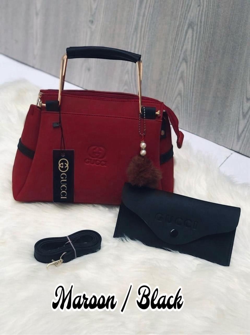 Girl's Rexine plain handbag set