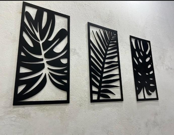 3 pcs leaves wooden wall art