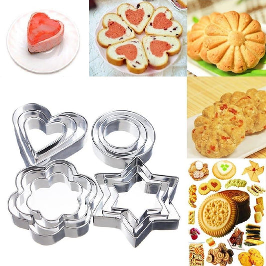 4 different shape stainless steel cookie cutter-12 pcs for easy baking