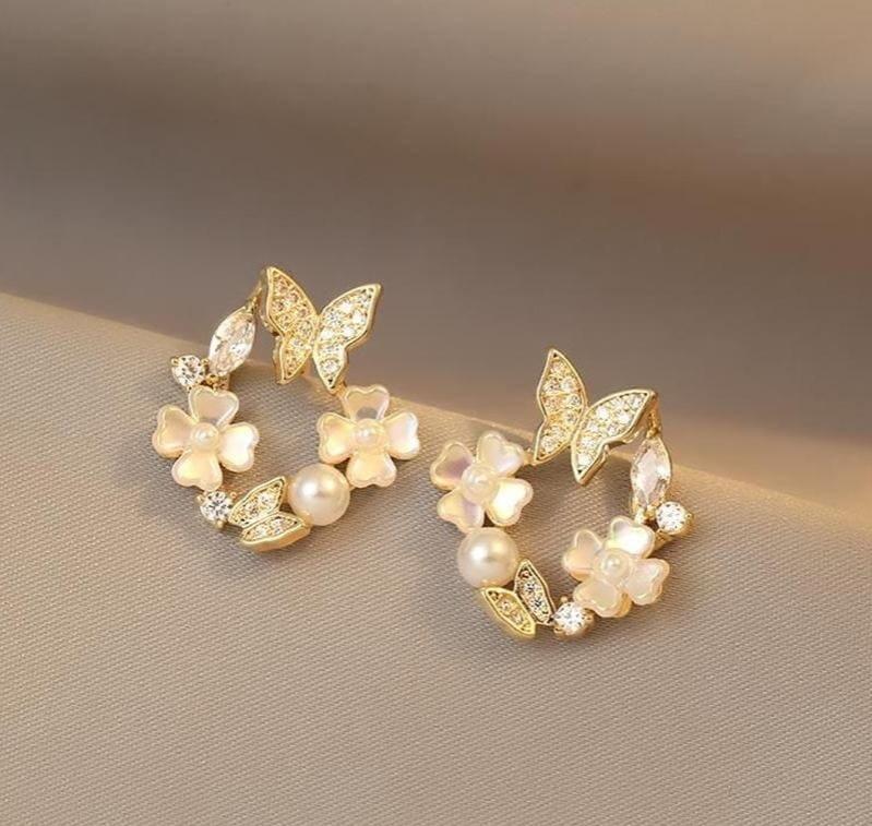 Butterflies gold plated tops pair