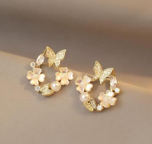 Butterflies gold plated tops pair