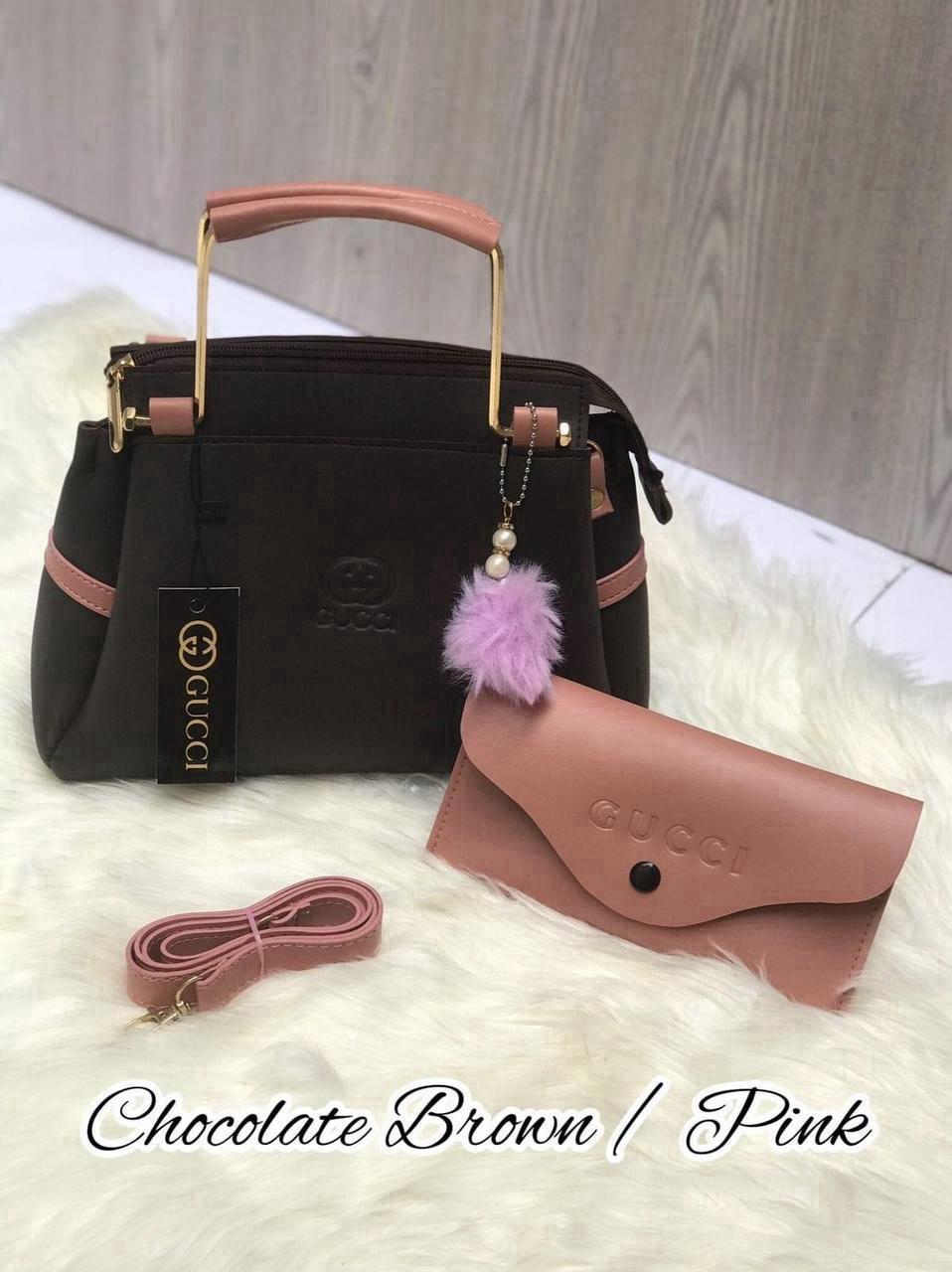 Girl's Rexine plain handbag set