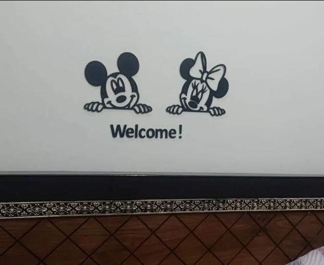 3D mickey and Minnie mouse wooden wall art