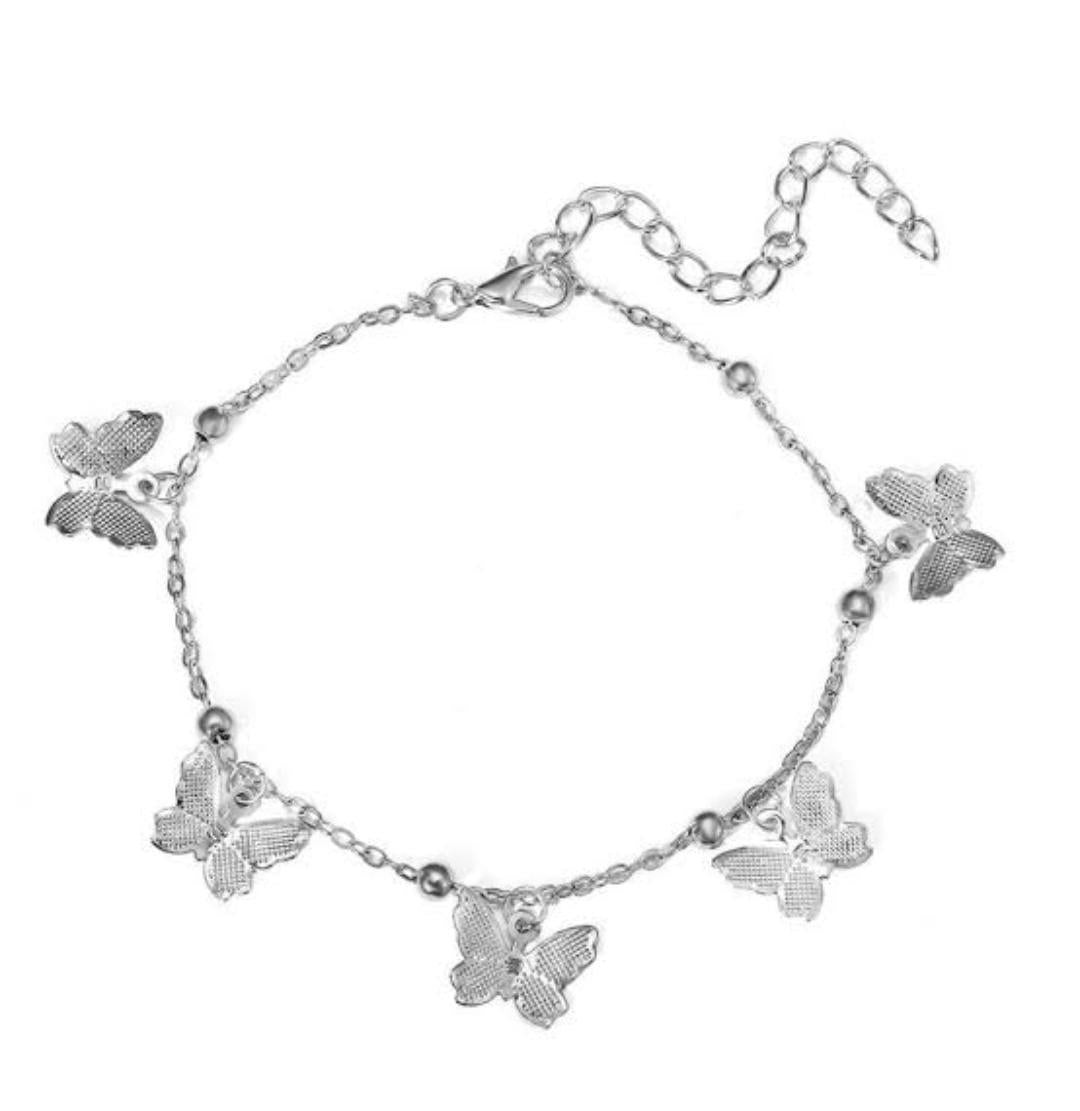 Silver plated artificial stones anklet