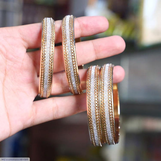 2 PCs Indian style gold plated crystal Kara bangles