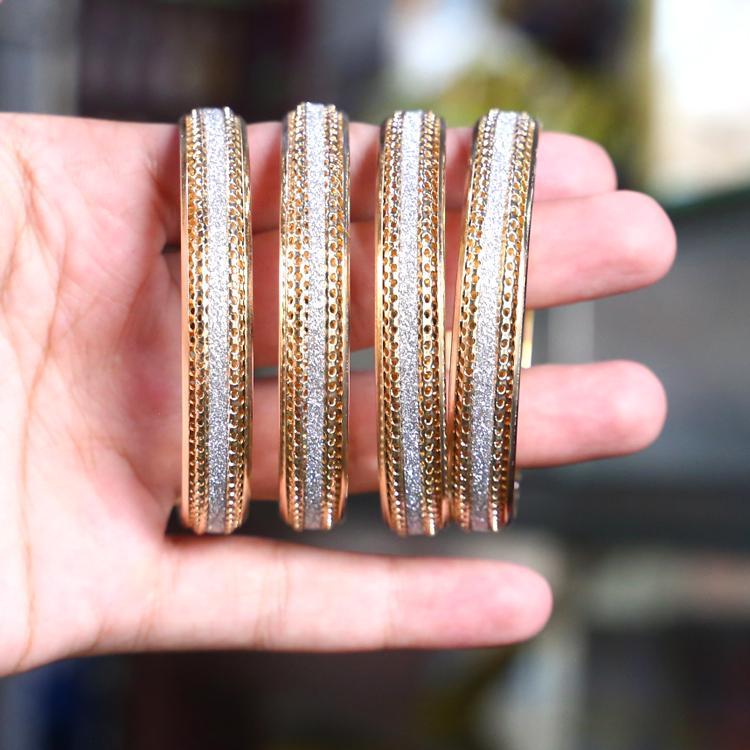 2 PCs Indian style gold plated crystal Kara bangles