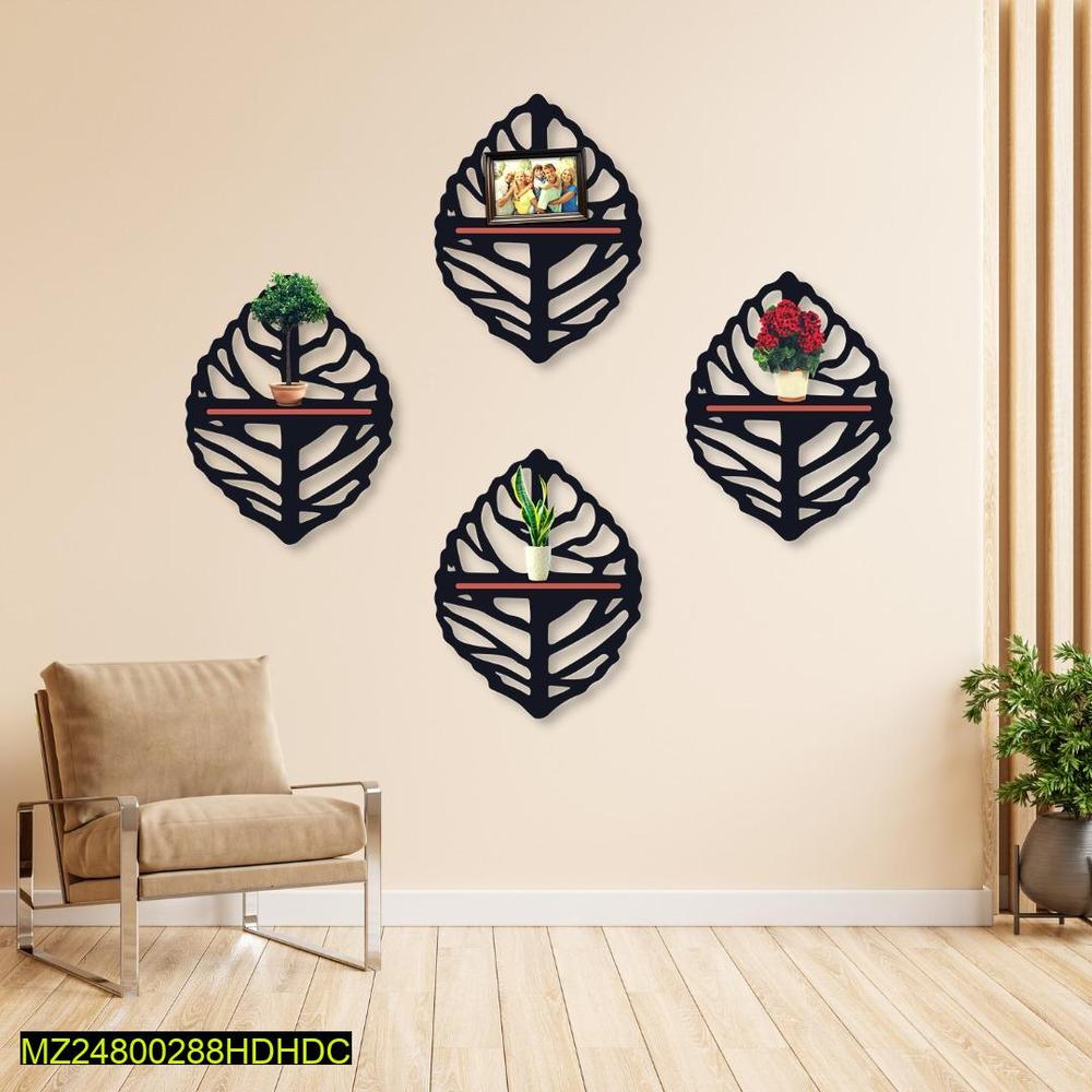 Leaves wall hanging double shelves,pack of 4