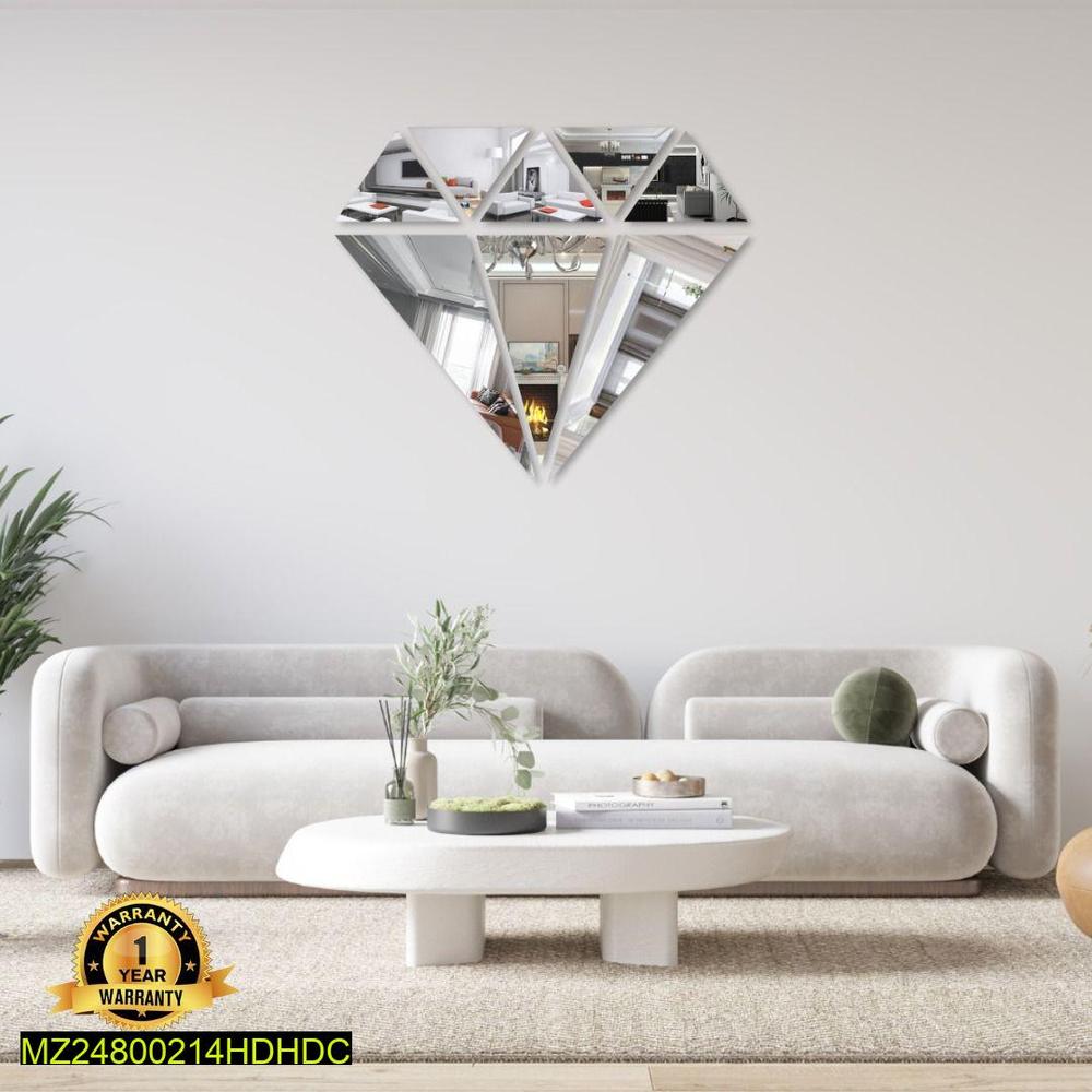 Diamond shape wall mirror, silver