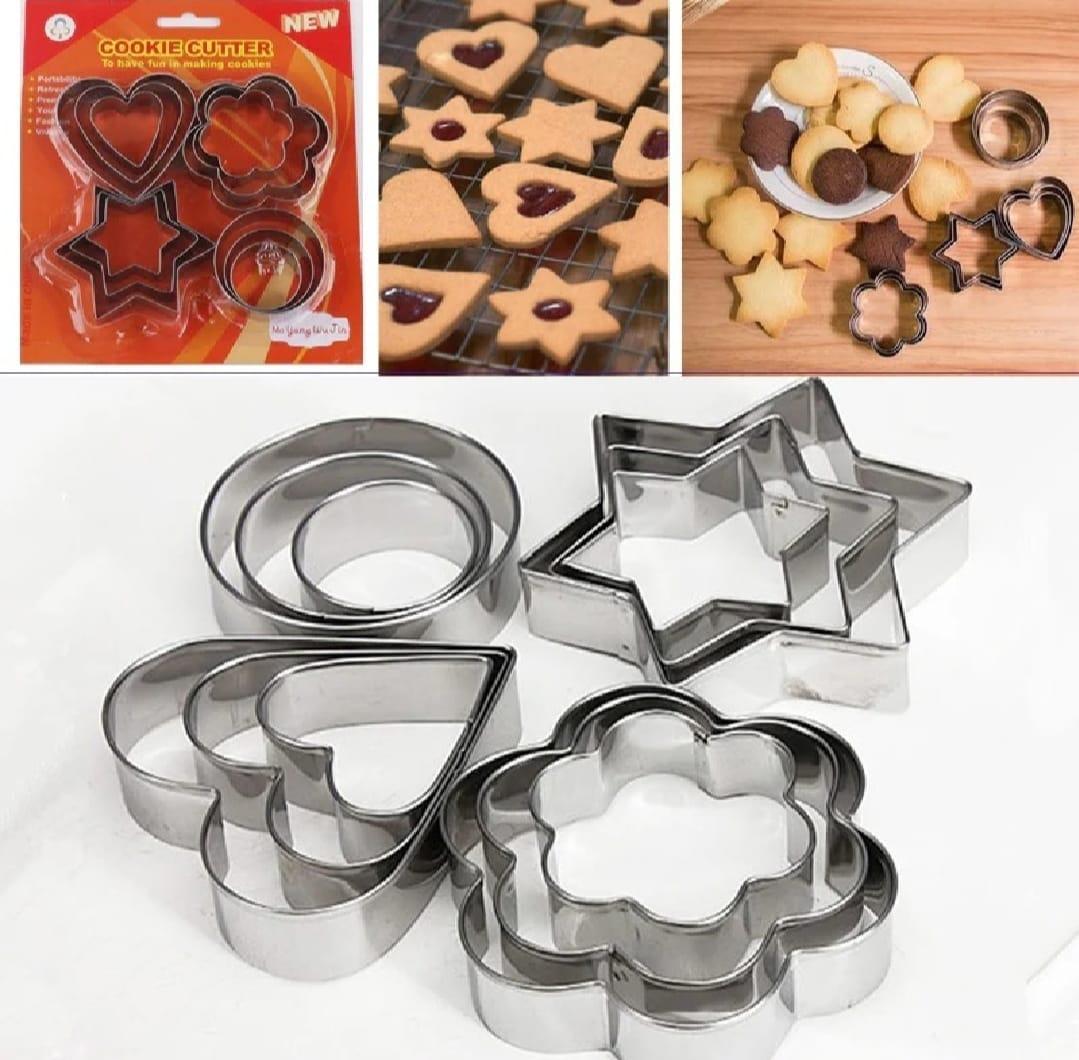 4 different shape stainless steel cookie cutter-12 pcs for easy baking
