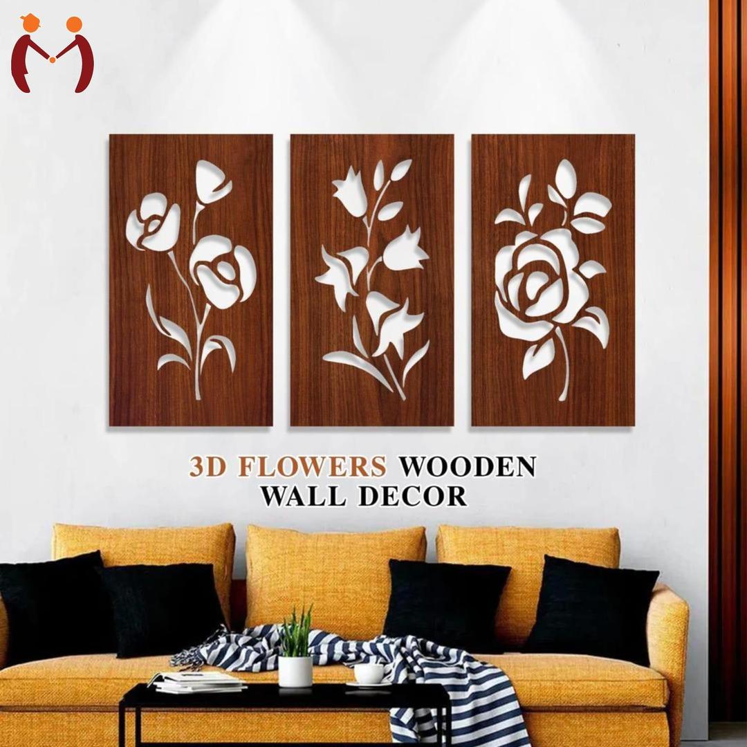 3D floral wooden wall art