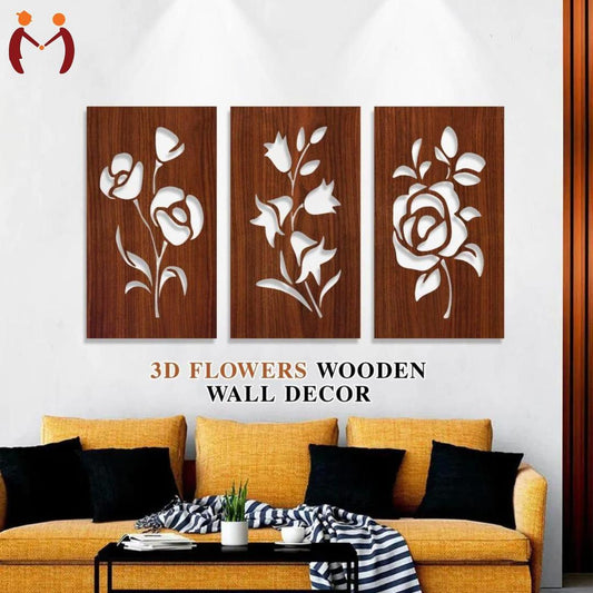 3D floral wooden wall art