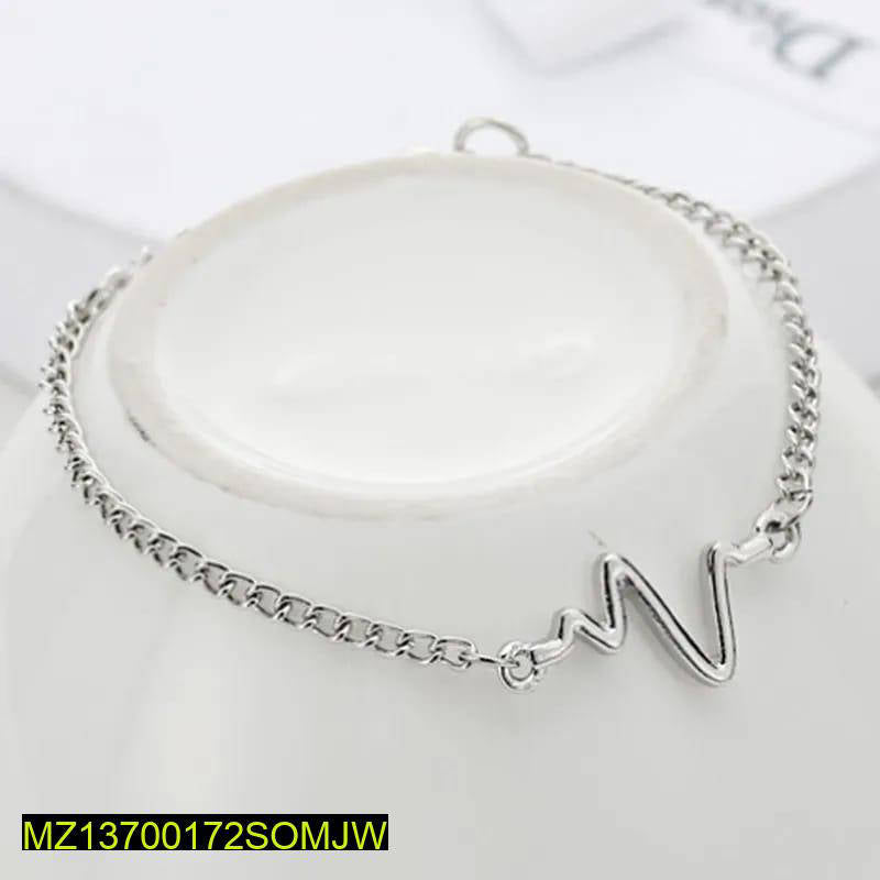 1 PCs alloy silver pated unisex heartbeat bracelet