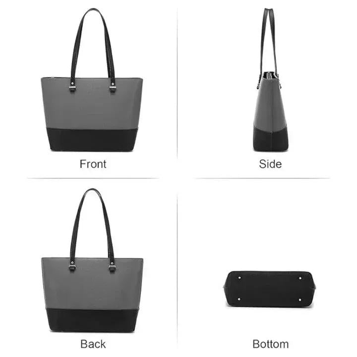 3pcs girl's Rexine plain pattern handbag