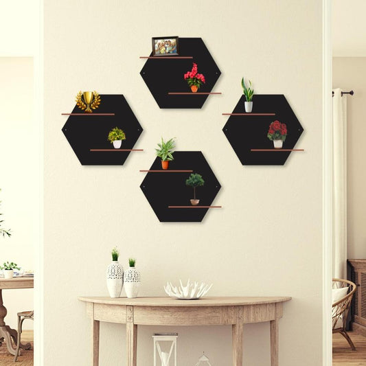 Hexa wall hanging double shelves-pack of 4