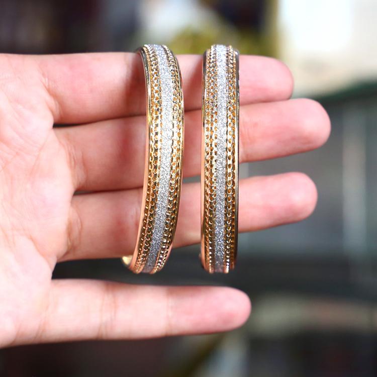 2 PCs Indian style gold plated crystal Kara bangles