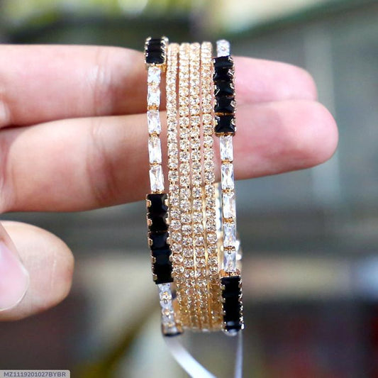 6 PCs modern design 1 carat gold plated crystal Kara bangles