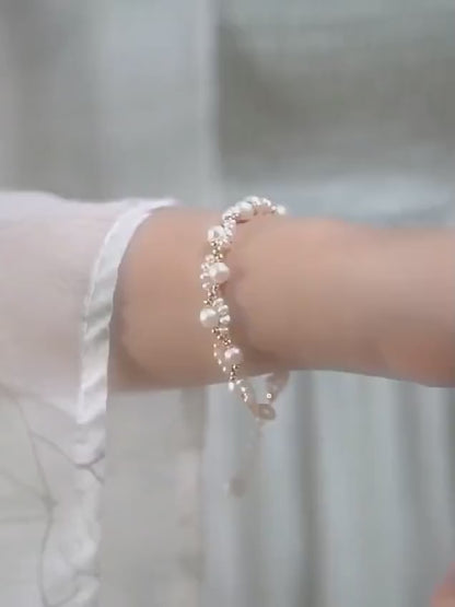 1 PCs gold plated pearl charm bracelet