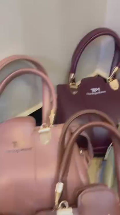 3 pcs Girl's Rexine plain handbag