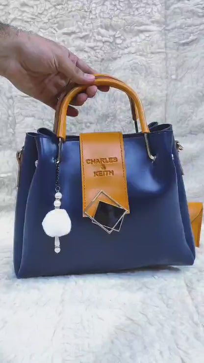 Women's PU leather plain top handle shoulder bag