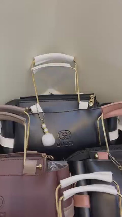 Girl's Rexine plain handbag set