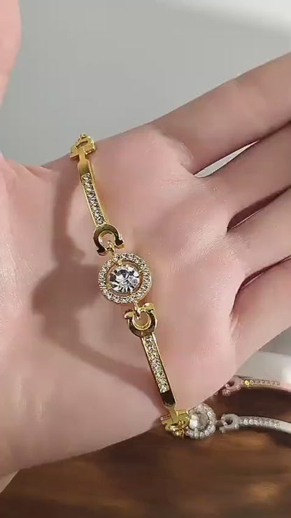 1 PCs silver plated rhinestone chain bracelet