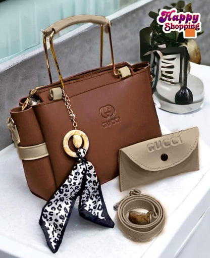 Stylist Women's handbag set with gift and  plain pattern