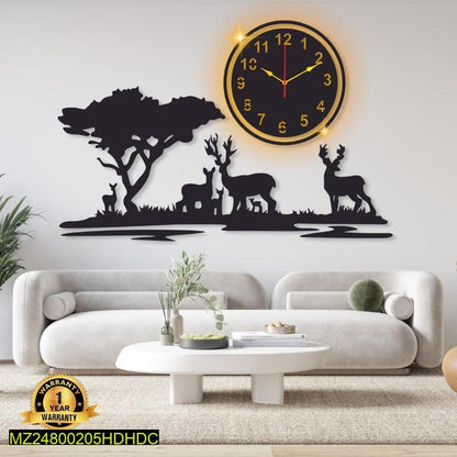 Grazing deer design laminated Wall clock