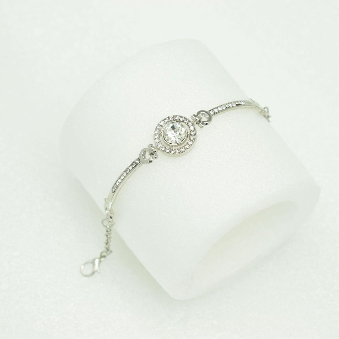 1 PCs silver plated rhinestone chain bracelet