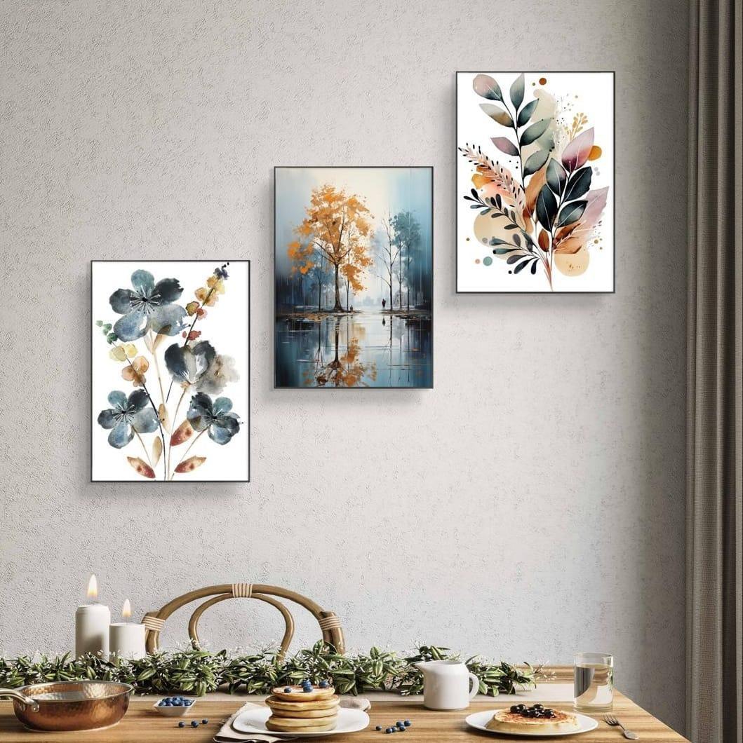 Multicolor abstract art wall frames-set of 3