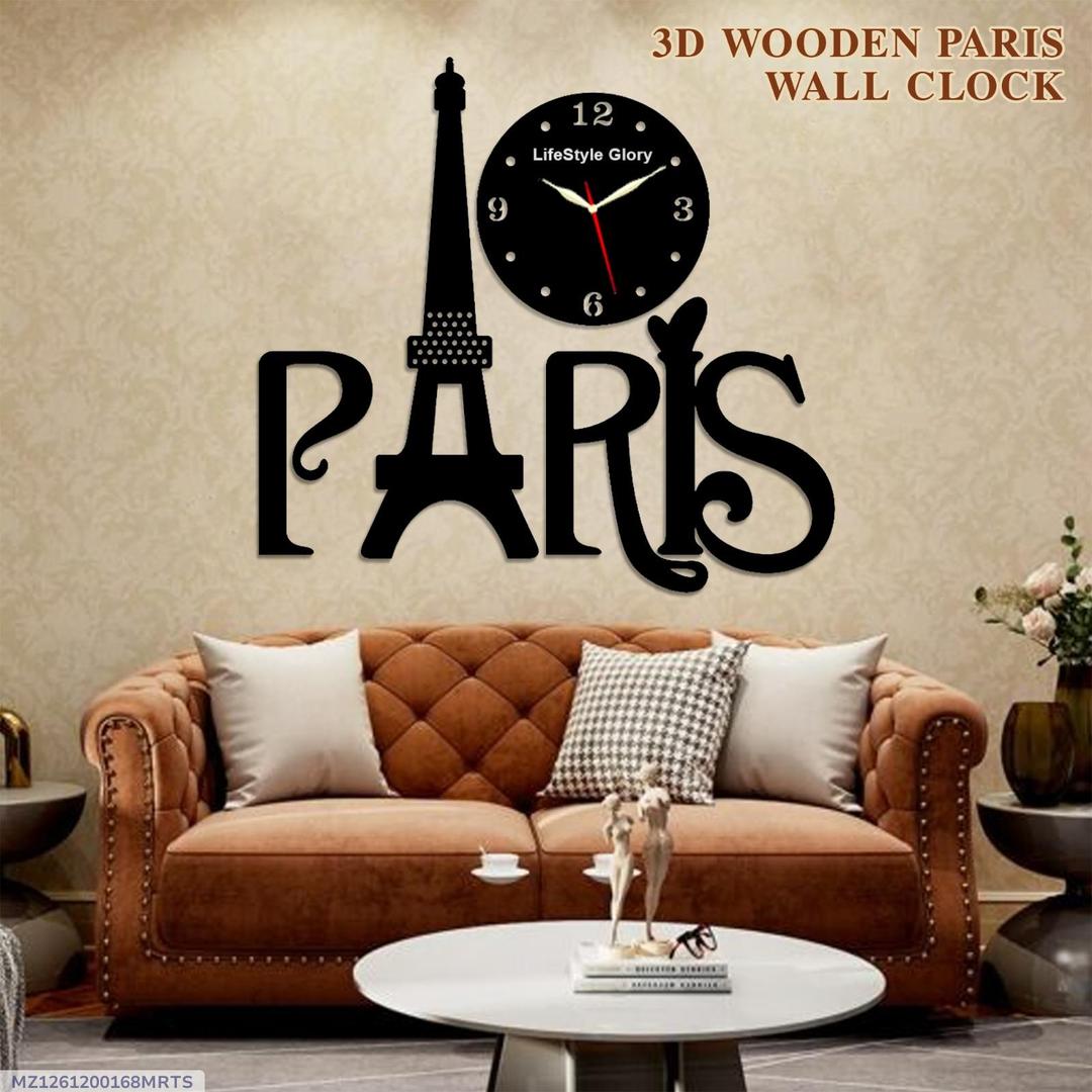 3D wooden Paris Wall clock
