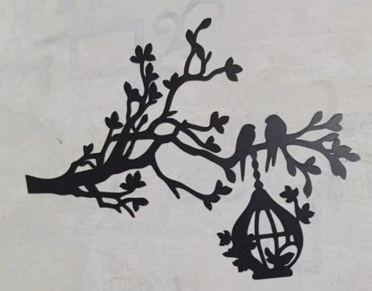 3D tree with bird on nest wooden wall art