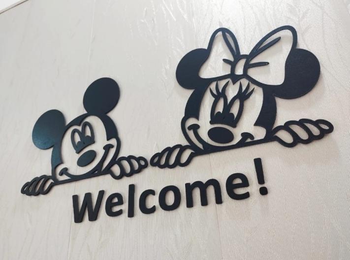 3D mickey and Minnie mouse wooden wall art