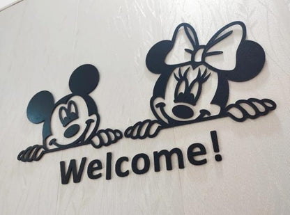 3D mickey and Minnie mouse wooden wall art