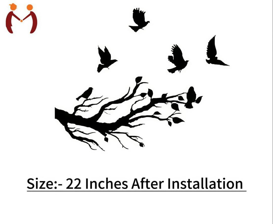 Flying birds from three branches wooden wall art