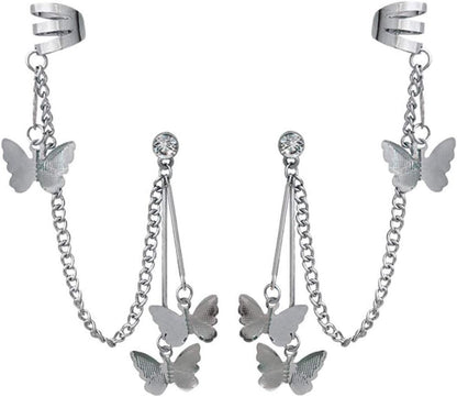 Trendy silver butterflies air cuffs