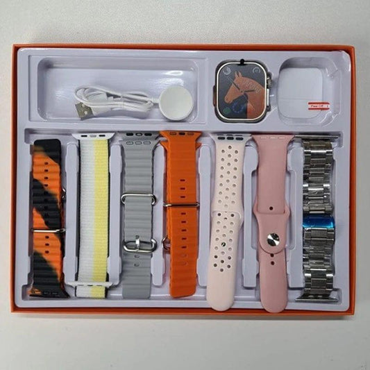 Smart watch with 7 interchangeable straps
