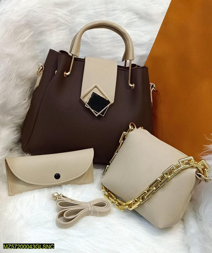 Women's PU leather plain top handle shoulder bag